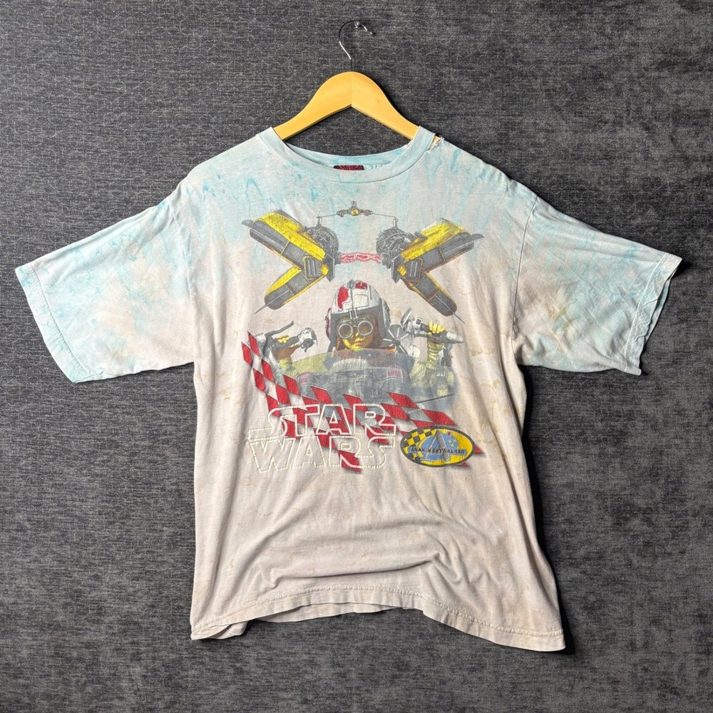 Vintage Star Wars Episode I Anakin Skywalker Podracer Tie Dye T-Shirt Large